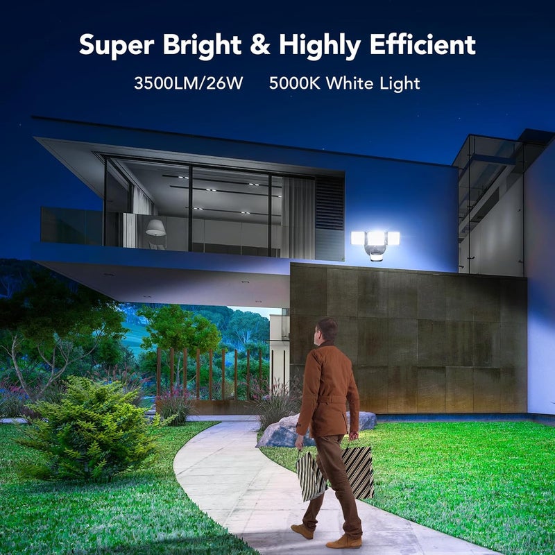 OREiN Motion Sensor Outdoor Flood Light, 26W 3500LM LED Security Light, 240° 40FT Detection, Dusk to Dawn/Auto/Test Modes, IP65 Waterproof for Garage, Yard, Porch, Driveway (Hardwired) - Image 4